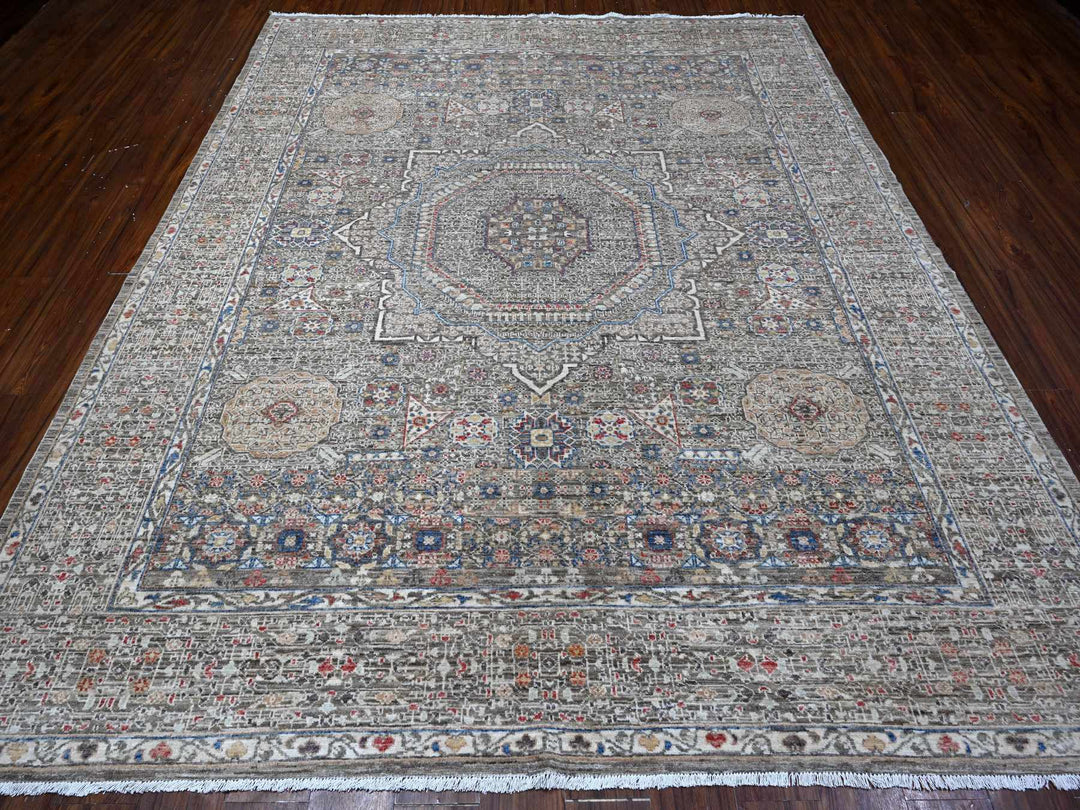 8'3" x 10'0" New Hand Knotted Grey Wool Rectangle Oriental Rug - MOA10288962