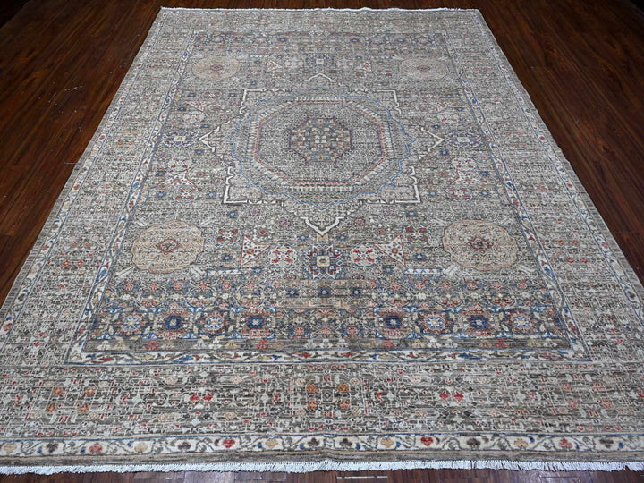 8'3" x 10'0" New Hand Knotted Grey Wool Rectangle Oriental Rug - MOA10288962