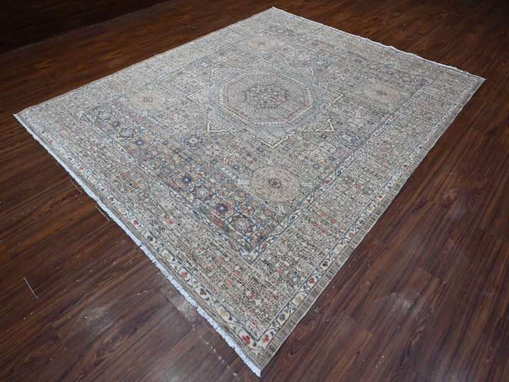8'3" x 10'0" New Hand Knotted Grey Wool Rectangle Oriental Rug - MOA10288962