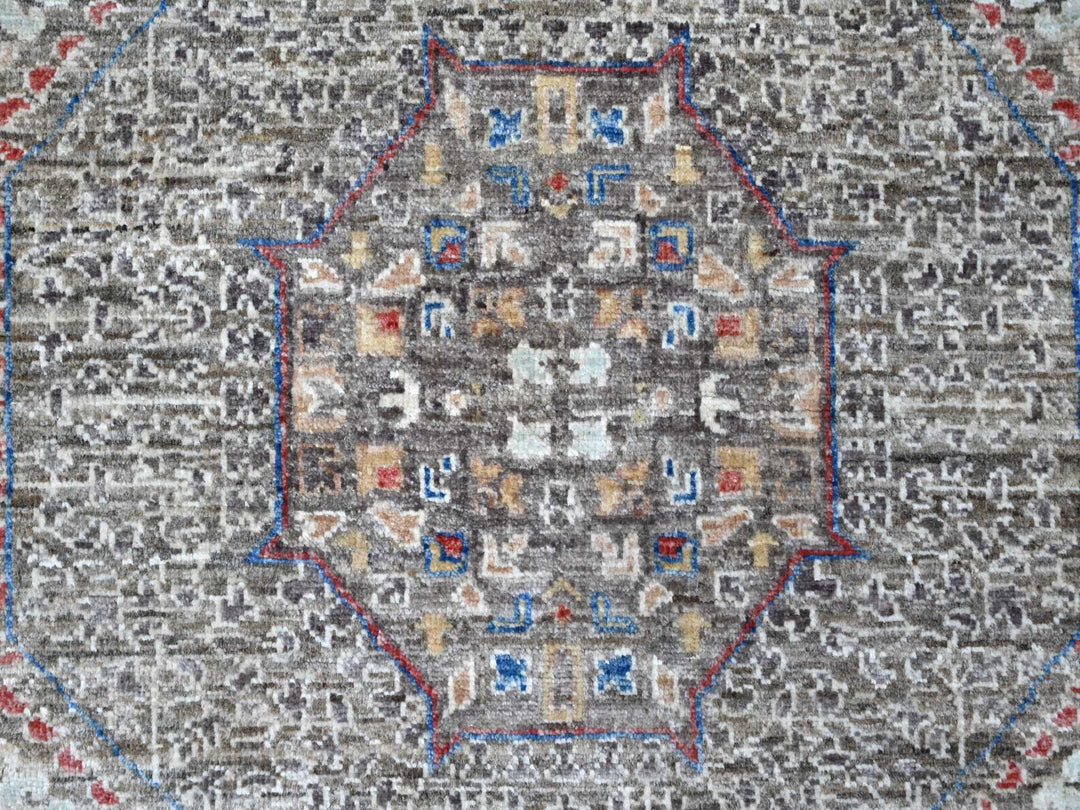 8'3" x 10'0" New Hand Knotted Grey Wool Rectangle Oriental Rug - MOA10288962