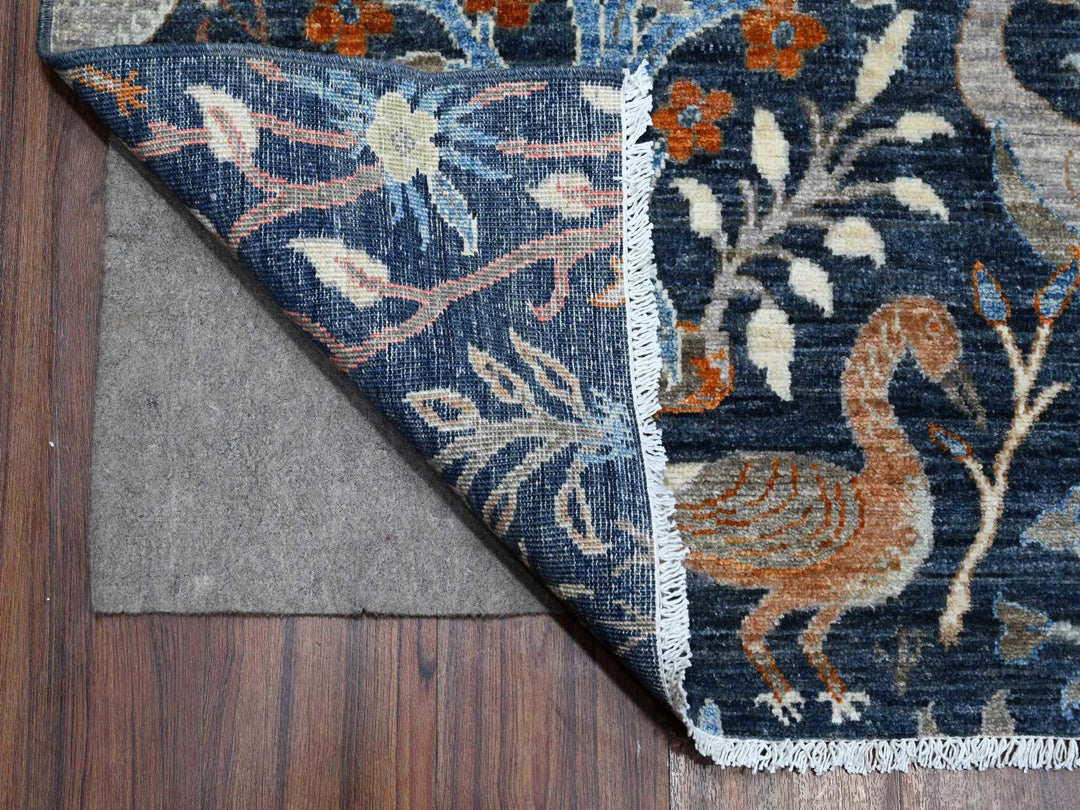 9'2" x 11'9" New Hand Knotted Blue Wool Rectangle Oriental Rug - MOA10288967
