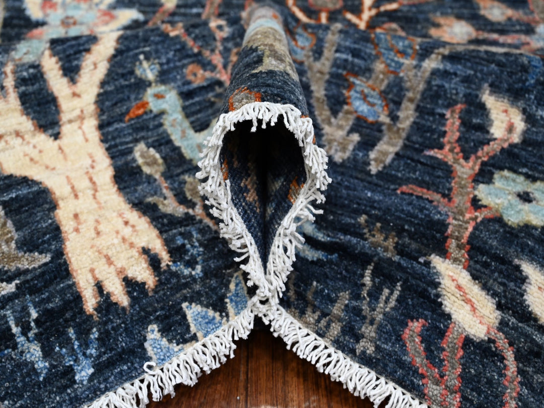 9'2" x 11'9" New Hand Knotted Blue Wool Rectangle Oriental Rug - MOA10288967