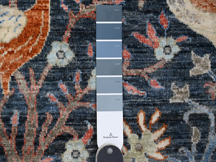 9'2" x 11'9" New Hand Knotted Blue Wool Rectangle Oriental Rug - MOA10288967