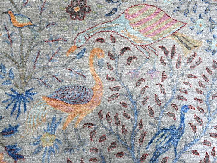 9'11" x 10'2" New Hand Knotted Grey Wool Round Oriental Rug - MOA10288973