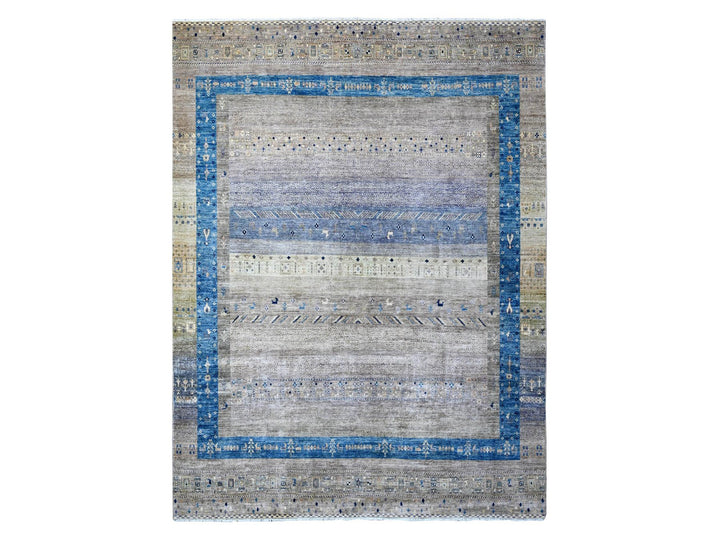 9'1" x 11'8" New Hand Knotted Grey Wool Rectangle Oriental Rug - MOA10288975