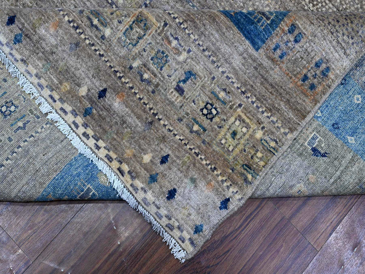 9'1" x 11'8" New Hand Knotted Grey Wool Rectangle Oriental Rug - MOA10288975