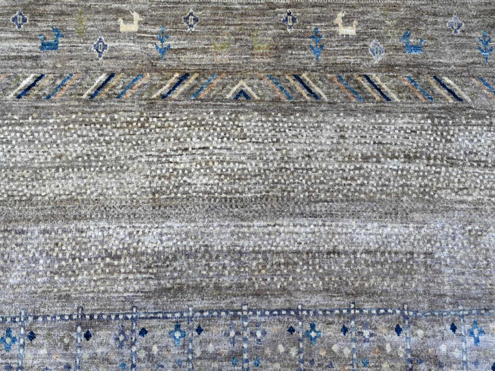 9'1" x 11'8" New Hand Knotted Grey Wool Rectangle Oriental Rug - MOA10288975