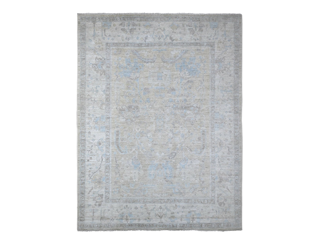 9'0" x 11'9" New Hand Knotted Green Wool Rectangle Oriental Rug - MOA10288978
