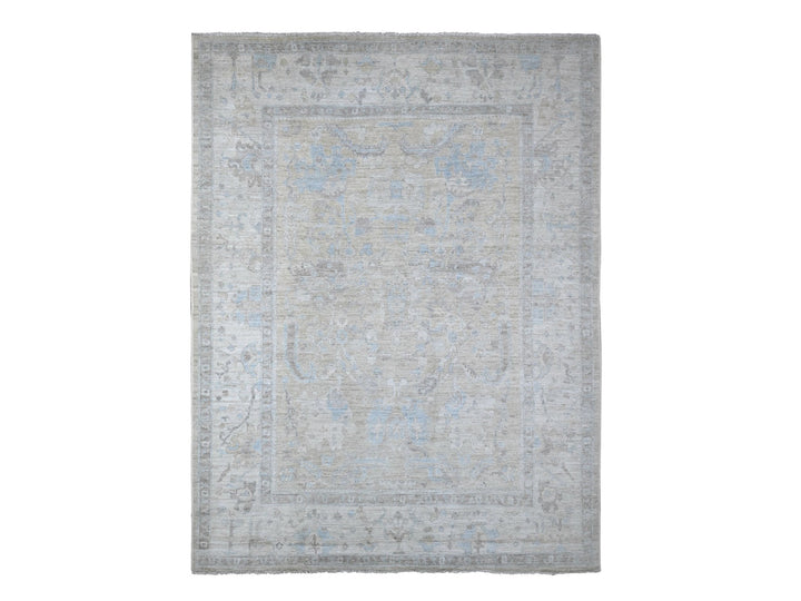 9'0" x 11'9" New Hand Knotted Green Wool Rectangle Oriental Rug - MOA10288978