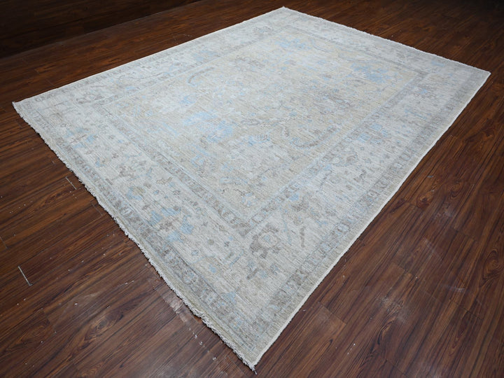 9'0" x 11'9" New Hand Knotted Green Wool Rectangle Oriental Rug - MOA10288978