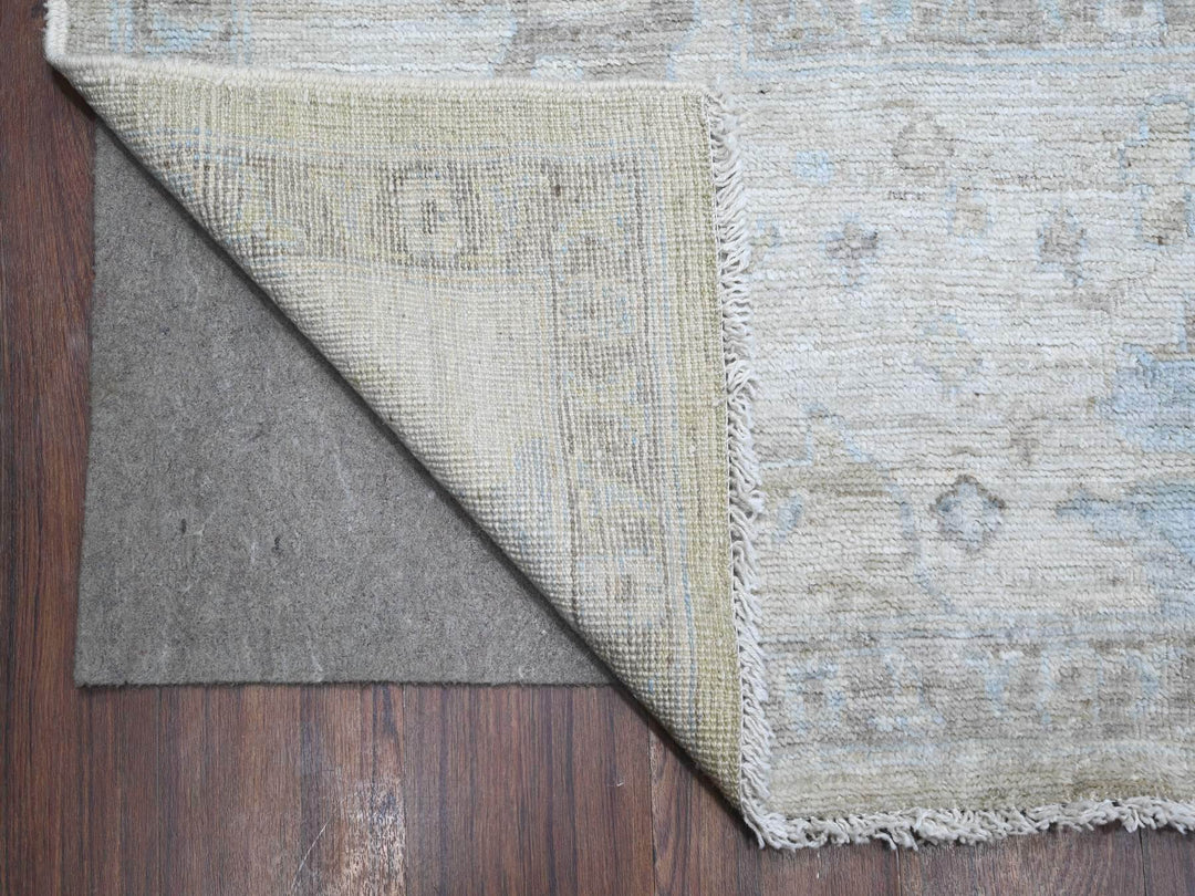 9'0" x 11'9" New Hand Knotted Green Wool Rectangle Oriental Rug - MOA10288978