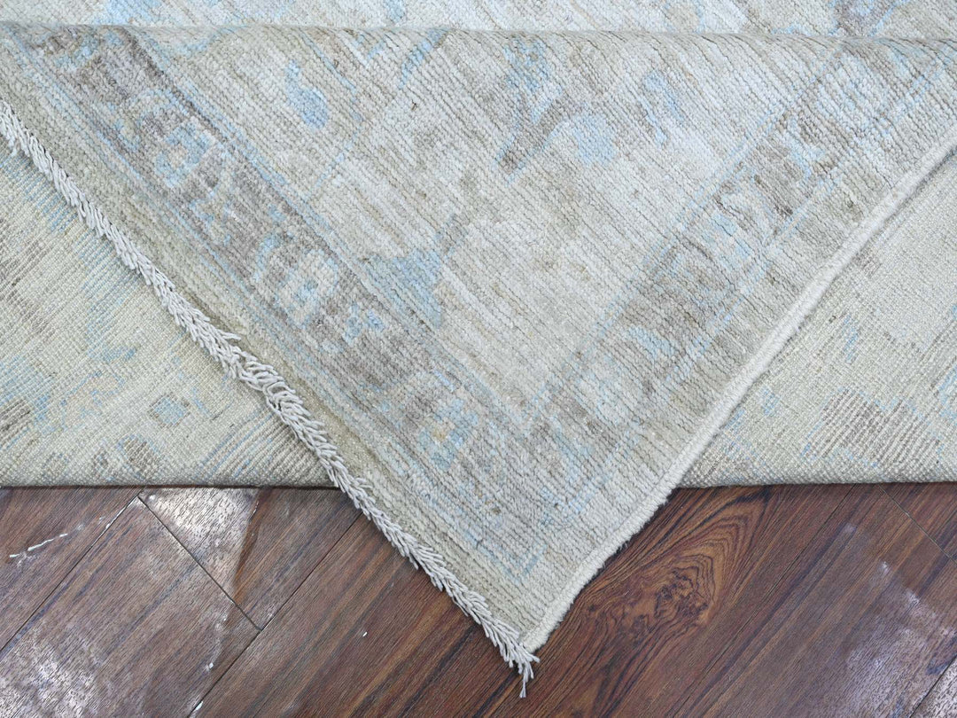 9'0" x 11'9" New Hand Knotted Green Wool Rectangle Oriental Rug - MOA10288978