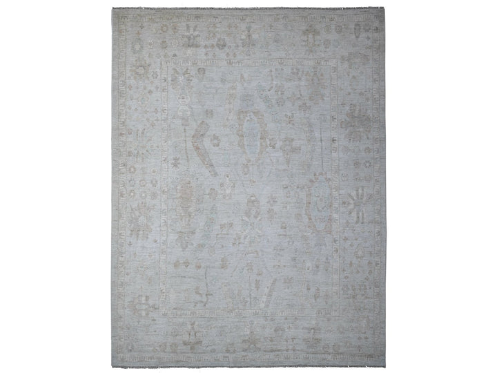 9'0" x 11'10" New Hand Knotted Grey Wool Rectangle Oriental Rug - MOA10288991