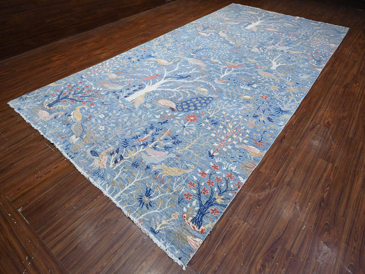 8'1" x 16'2" New Hand Knotted Blue Wool Runner Oriental Rug - MOA10288994