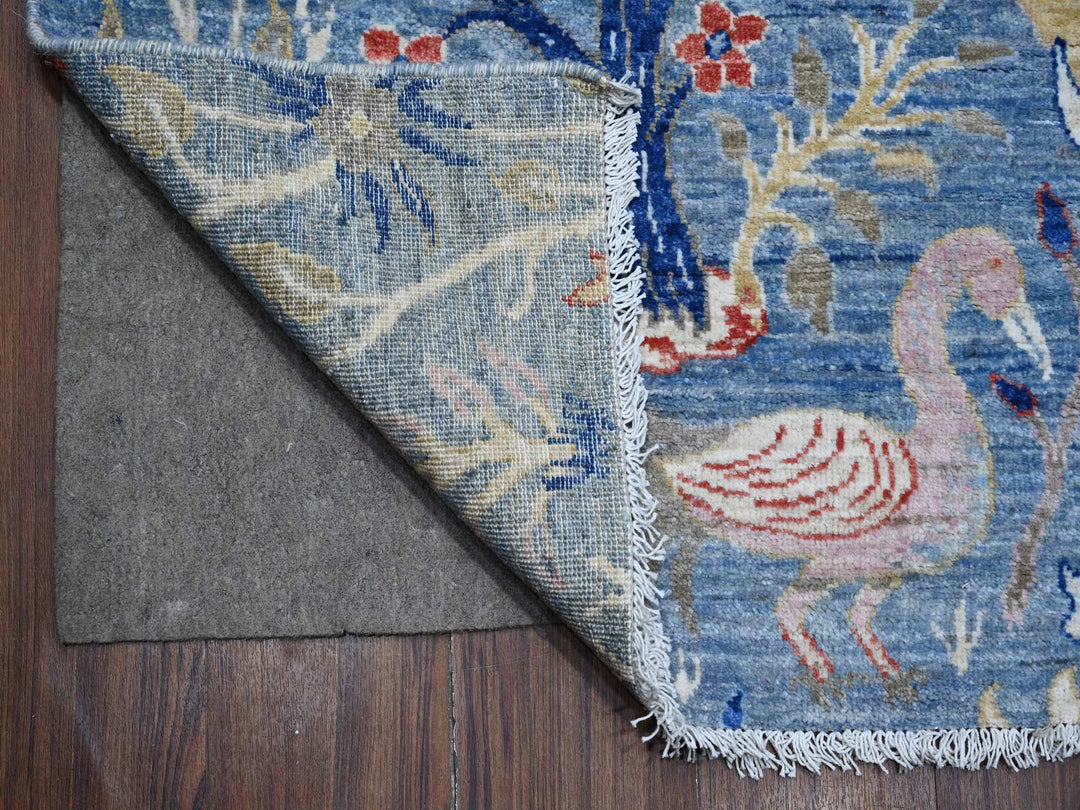 8'1" x 16'2" New Hand Knotted Blue Wool Runner Oriental Rug - MOA10288994