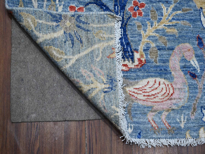 8'1" x 16'2" New Hand Knotted Blue Wool Runner Oriental Rug - MOA10288994