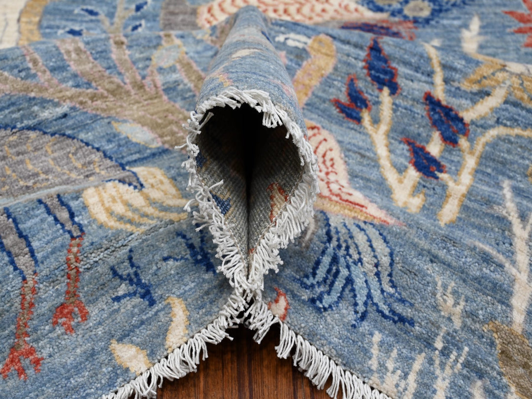 8'1" x 16'2" New Hand Knotted Blue Wool Runner Oriental Rug - MOA10288994