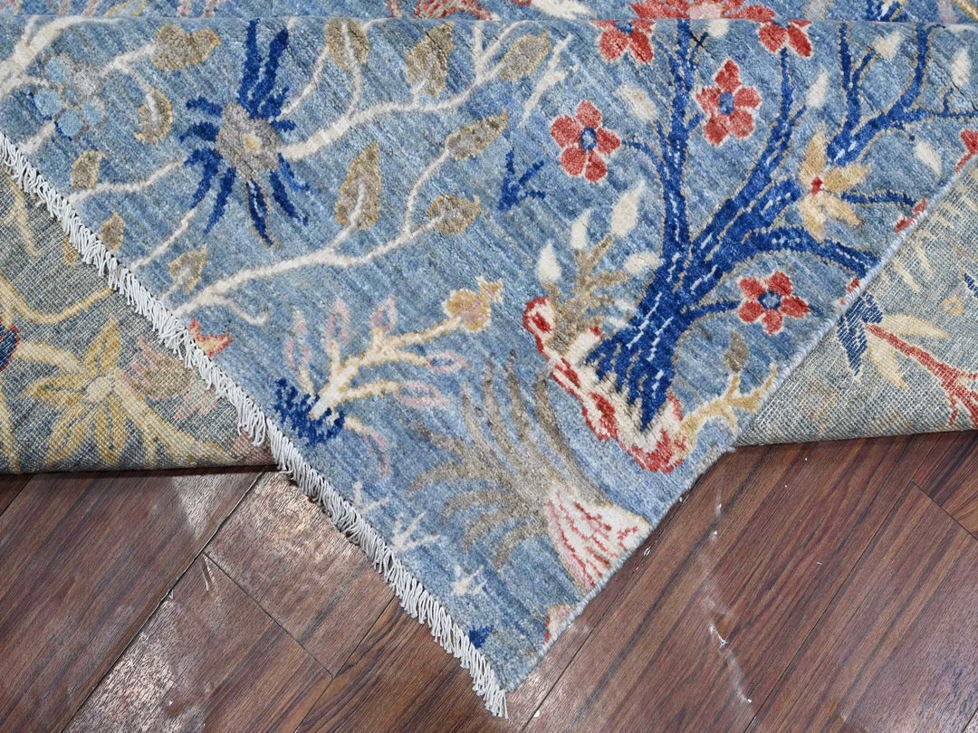 8'1" x 16'2" New Hand Knotted Blue Wool Runner Oriental Rug - MOA10288994