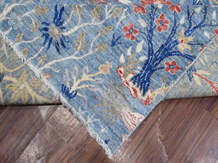 8'1" x 16'2" New Hand Knotted Blue Wool Runner Oriental Rug - MOA10288994