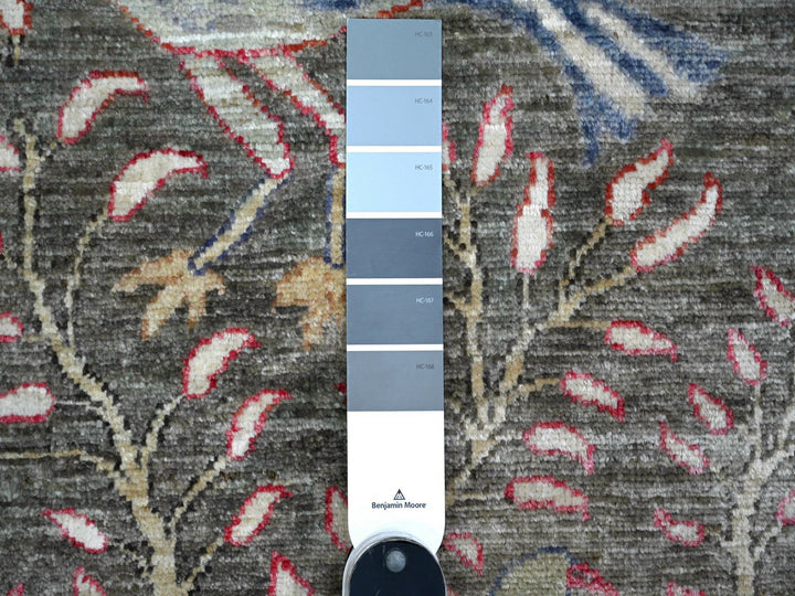 3'11" x 9'8" New Hand Knotted Grey Wool Runner Oriental Rug - MOA10288996