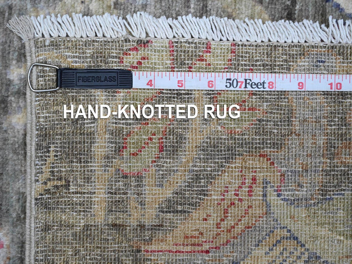 3'11" x 9'8" New Hand Knotted Grey Wool Runner Oriental Rug - MOA10288996