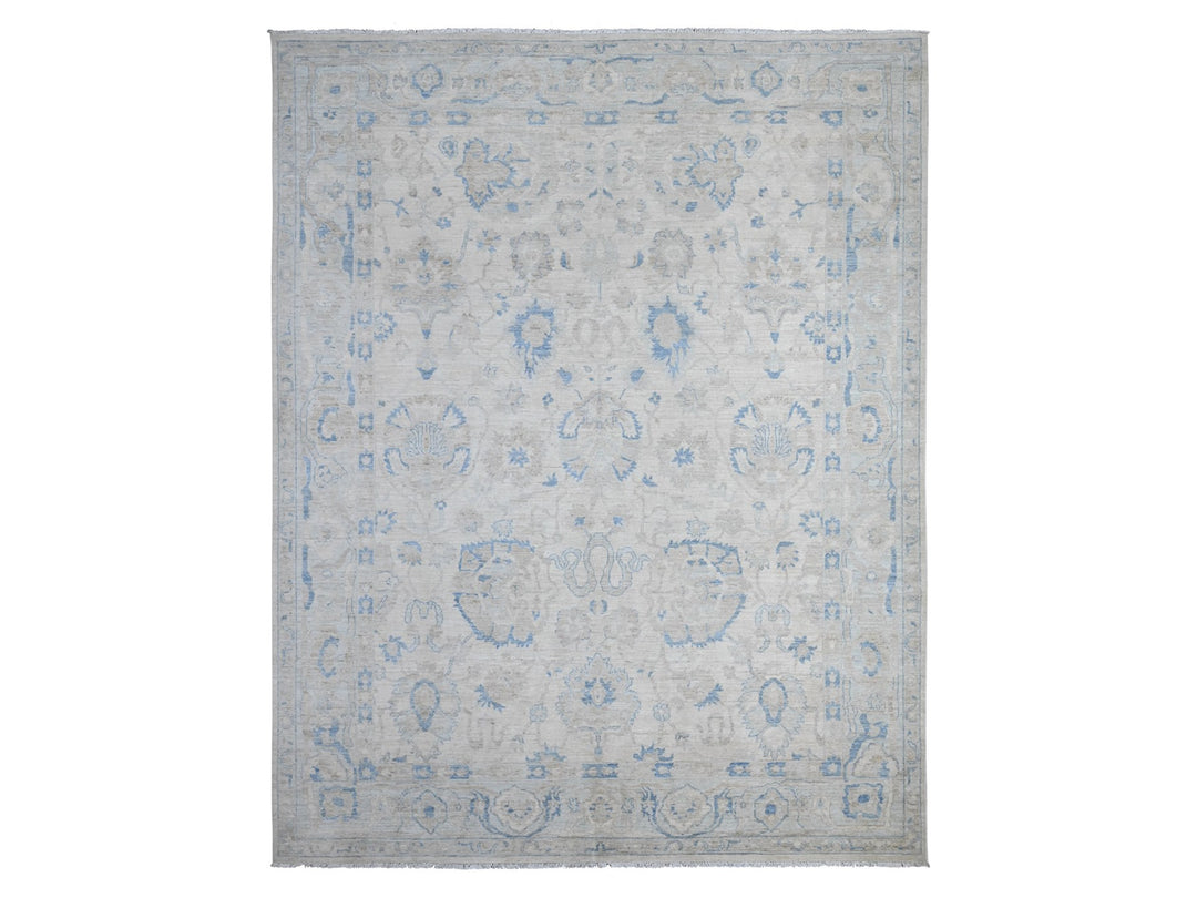 9'10" x 12'4" New Hand Knotted Ivory Wool Rectangle Oriental Rug - MOA10289002