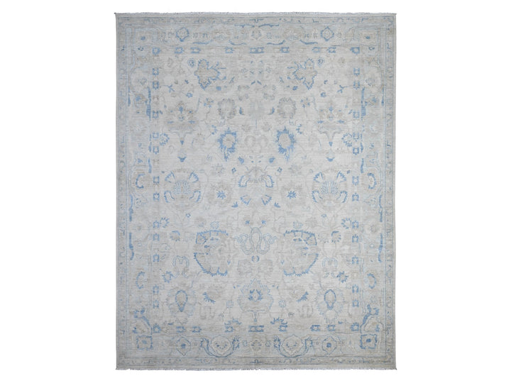 9'10" x 12'4" New Hand Knotted Ivory Wool Rectangle Oriental Rug - MOA10289002