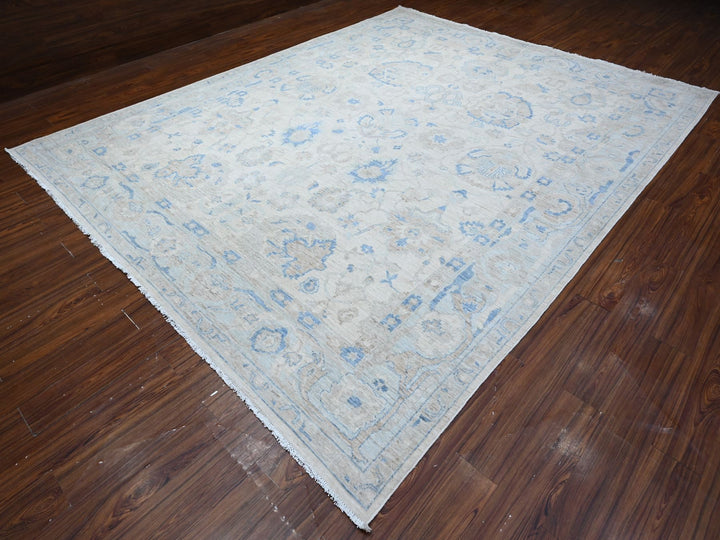 9'10" x 12'4" New Hand Knotted Ivory Wool Rectangle Oriental Rug - MOA10289002