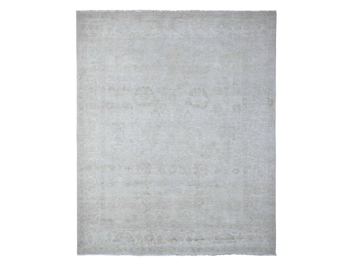 8'1" x 9'9" New Hand Knotted Grey Wool Rectangle Oriental Rug - MOA10289003