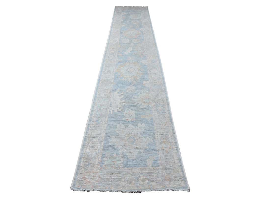 2'10" x 15'5" New Hand Knotted Blue Wool Rectangle Oriental Rug - MOA10289007