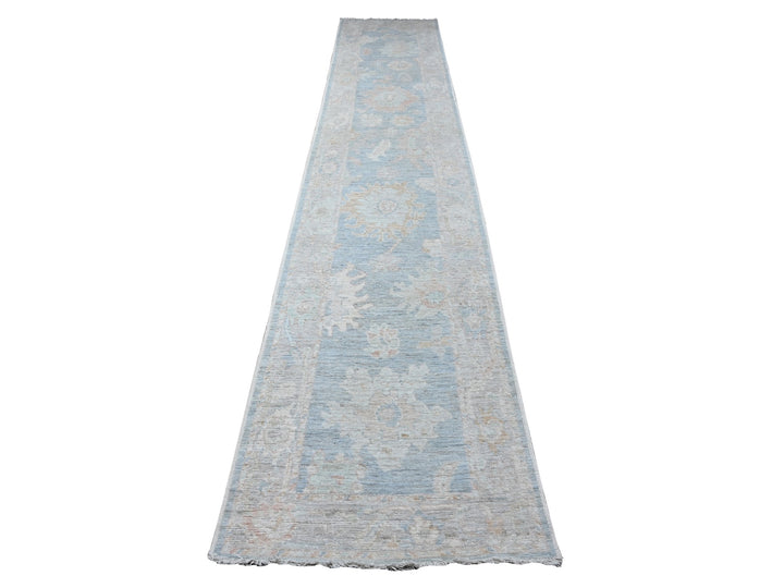 2'10" x 15'5" New Hand Knotted Blue Wool Rectangle Oriental Rug - MOA10289007