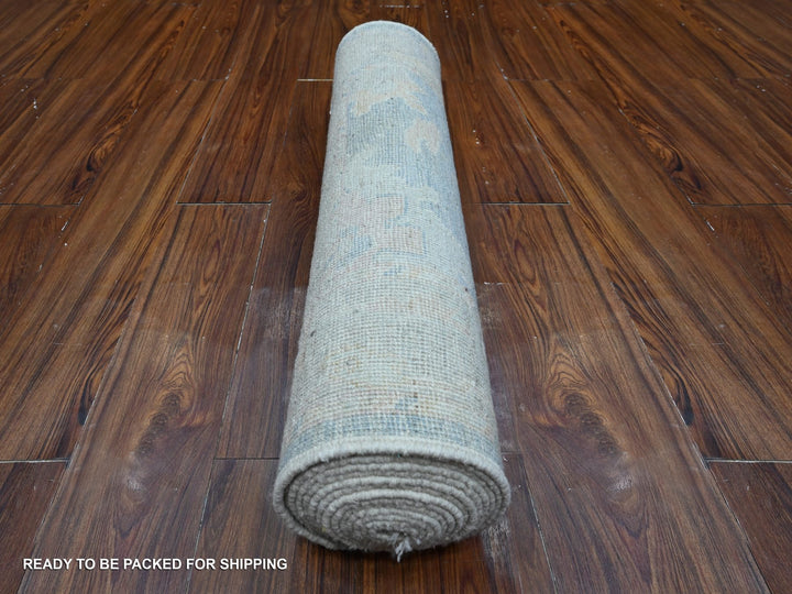 2'10" x 15'5" New Hand Knotted Blue Wool Rectangle Oriental Rug - MOA10289007