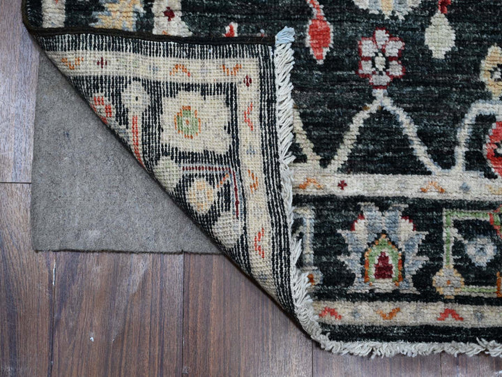 2'10" x 11'11" New Hand Knotted Black Wool Rectangle Oriental Rug - MOA10289008