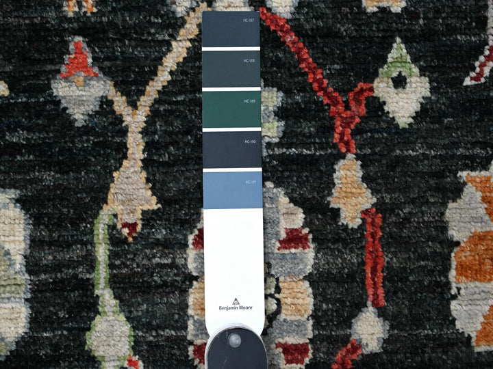 2'10" x 11'11" New Hand Knotted Black Wool Rectangle Oriental Rug - MOA10289008