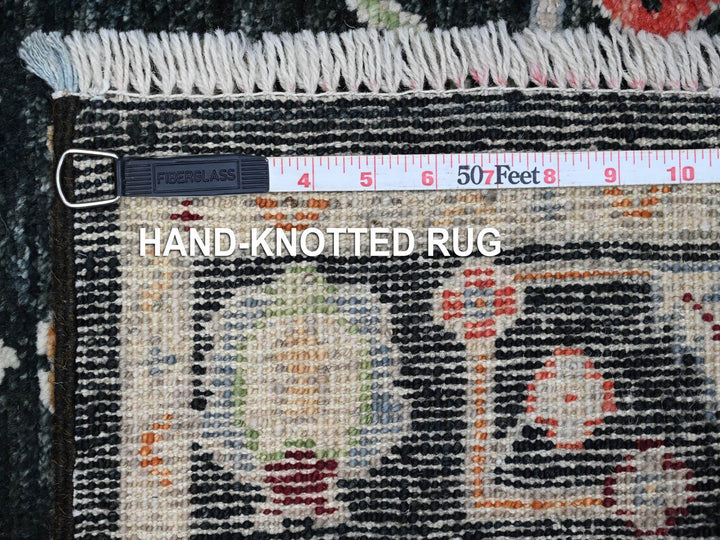 2'10" x 11'11" New Hand Knotted Black Wool Rectangle Oriental Rug - MOA10289008