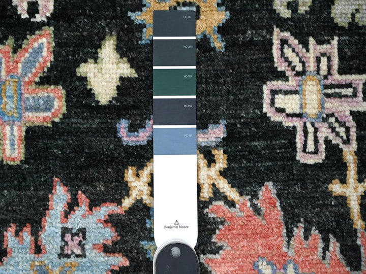 3'2" x 11'5" New Hand Knotted Black Wool Rectangle Oriental Rug - MOA10289011
