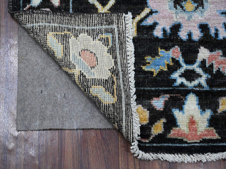 3'1" x 11'6" New Hand Knotted Black Wool Runner Oriental Rug - MOA10289017