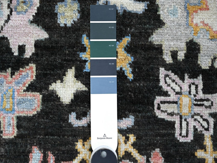 3'1" x 11'6" New Hand Knotted Black Wool Runner Oriental Rug - MOA10289017