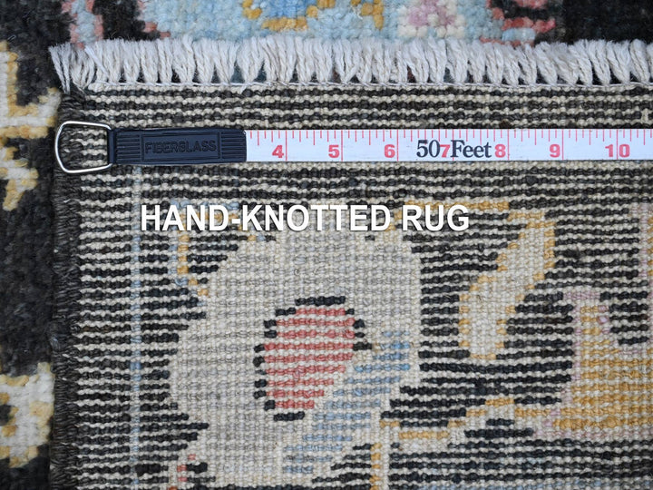 3'1" x 11'6" New Hand Knotted Black Wool Runner Oriental Rug - MOA10289017