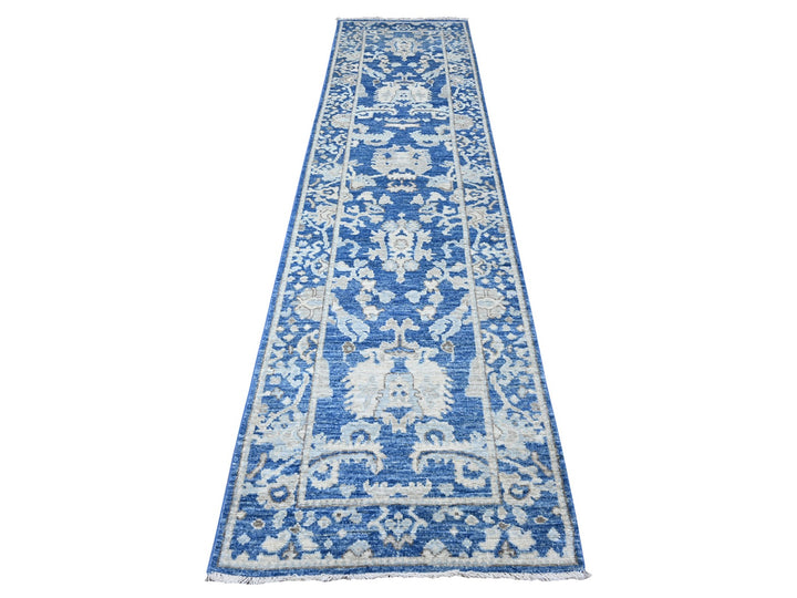 2'10" x 11'9" New Hand Knotted Blue Wool Runner Oriental Rug - MOA10289020