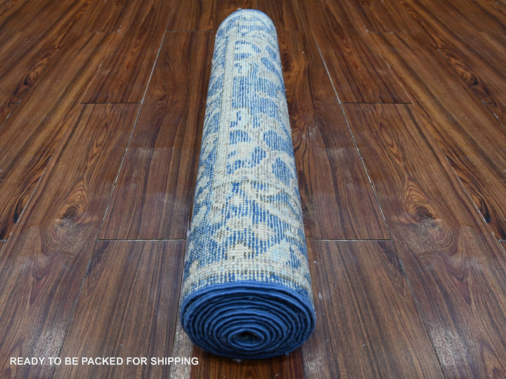 2'10" x 11'9" New Hand Knotted Blue Wool Runner Oriental Rug - MOA10289020