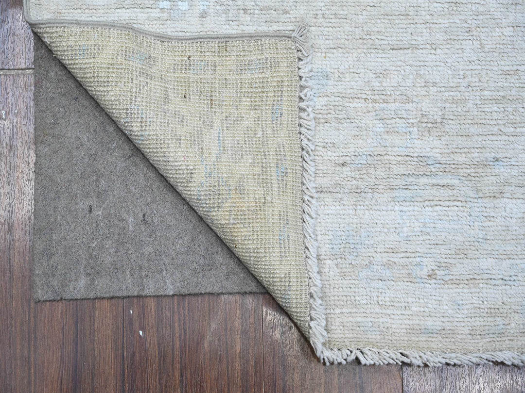 2'9" x 12'1" New Hand Knotted Grey Wool Runner Oriental Rug - MOA10289021