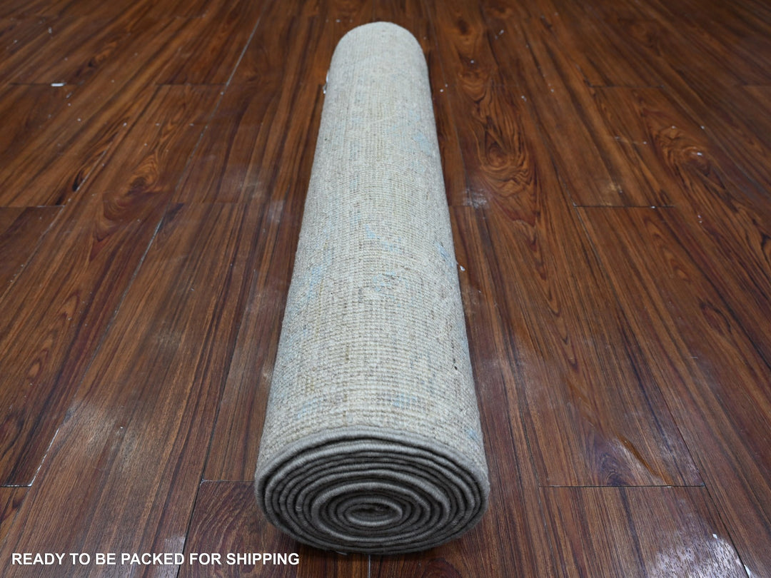 2'9" x 12'1" New Hand Knotted Grey Wool Runner Oriental Rug - MOA10289021