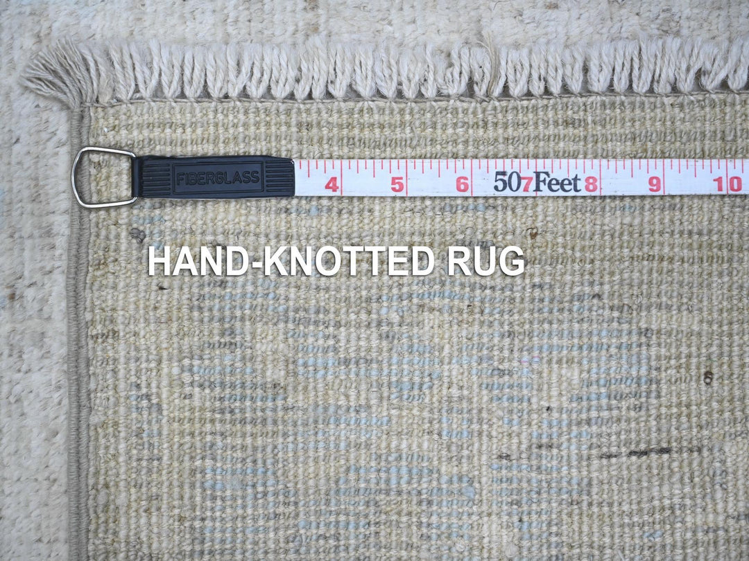 2'9" x 12'1" New Hand Knotted Grey Wool Runner Oriental Rug - MOA10289021