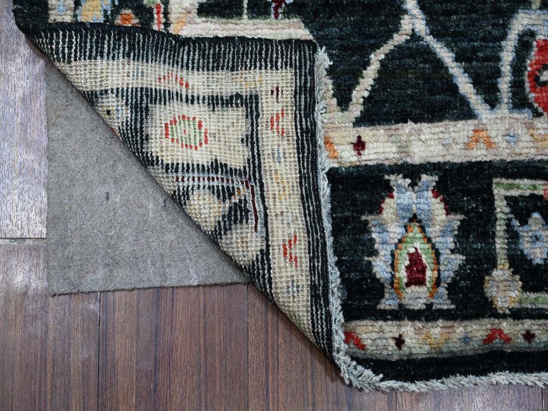 2'8" x 12'5" New Hand Knotted Black Wool Runner Oriental Rug - MOA10289024