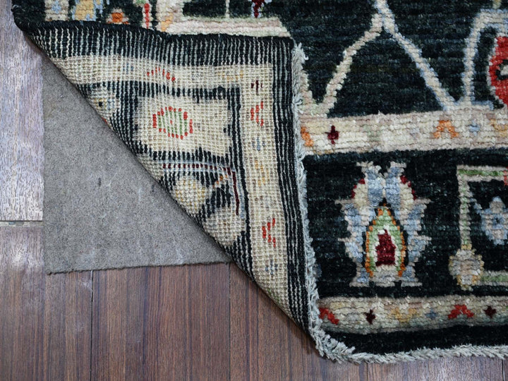 2'8" x 12'5" New Hand Knotted Black Wool Runner Oriental Rug - MOA10289024