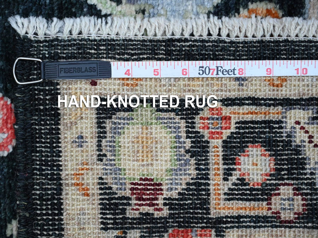 2'8" x 12'5" New Hand Knotted Black Wool Runner Oriental Rug - MOA10289024