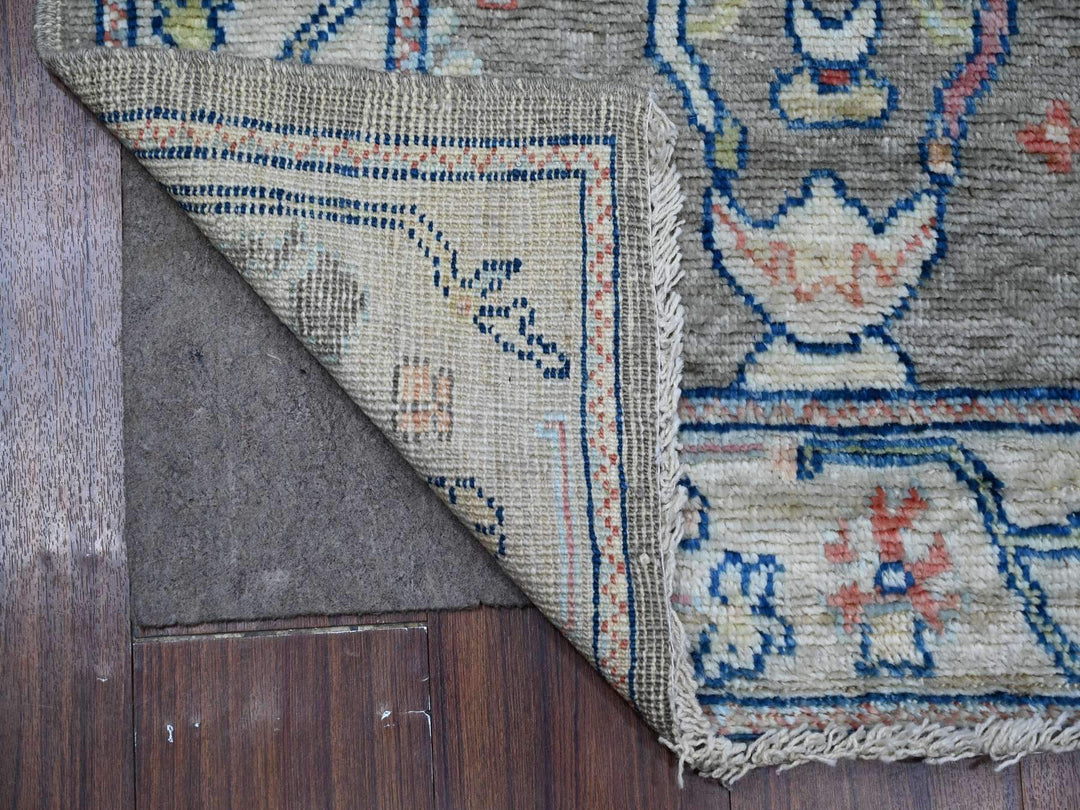 2'8" x 11'9" New Hand Knotted Grey Wool Runner Oriental Rug - MOA10289025