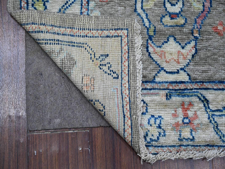 2'8" x 11'9" New Hand Knotted Grey Wool Runner Oriental Rug - MOA10289025