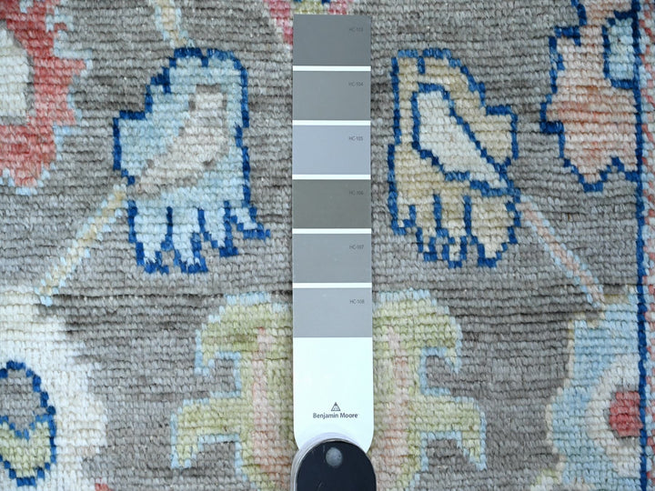 2'8" x 11'9" New Hand Knotted Grey Wool Runner Oriental Rug - MOA10289025